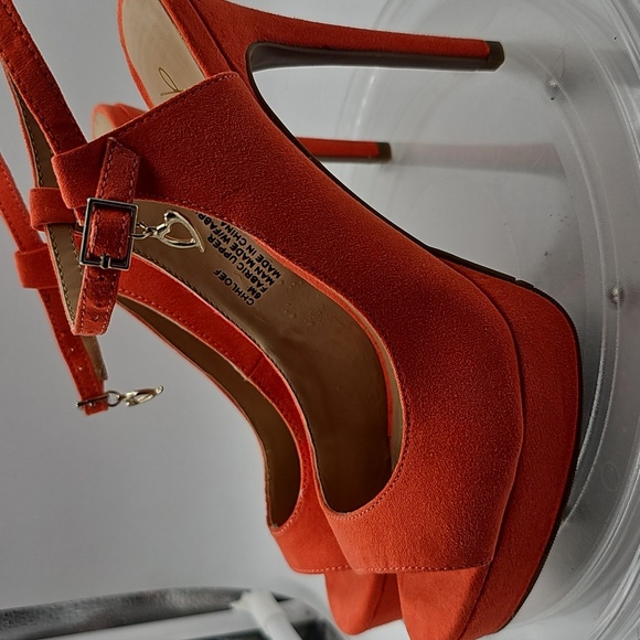 J Thalia Sodi Women's Chloe Embellished Ankle-Strap Platform Coral Sz 6M - Picture 4 of 13